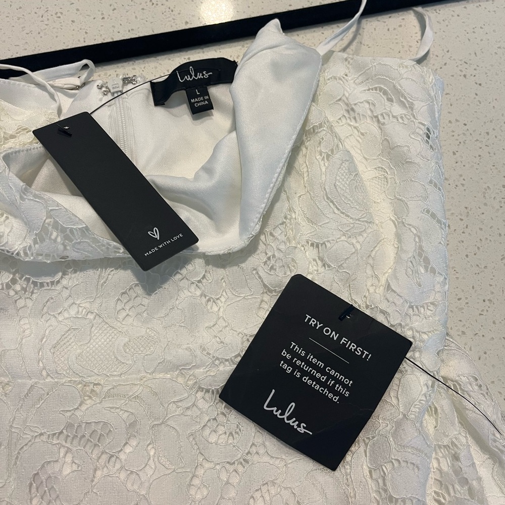 NWT! Lulu's White Spaghetti Strap Mini Dress - Picture 7 of 8